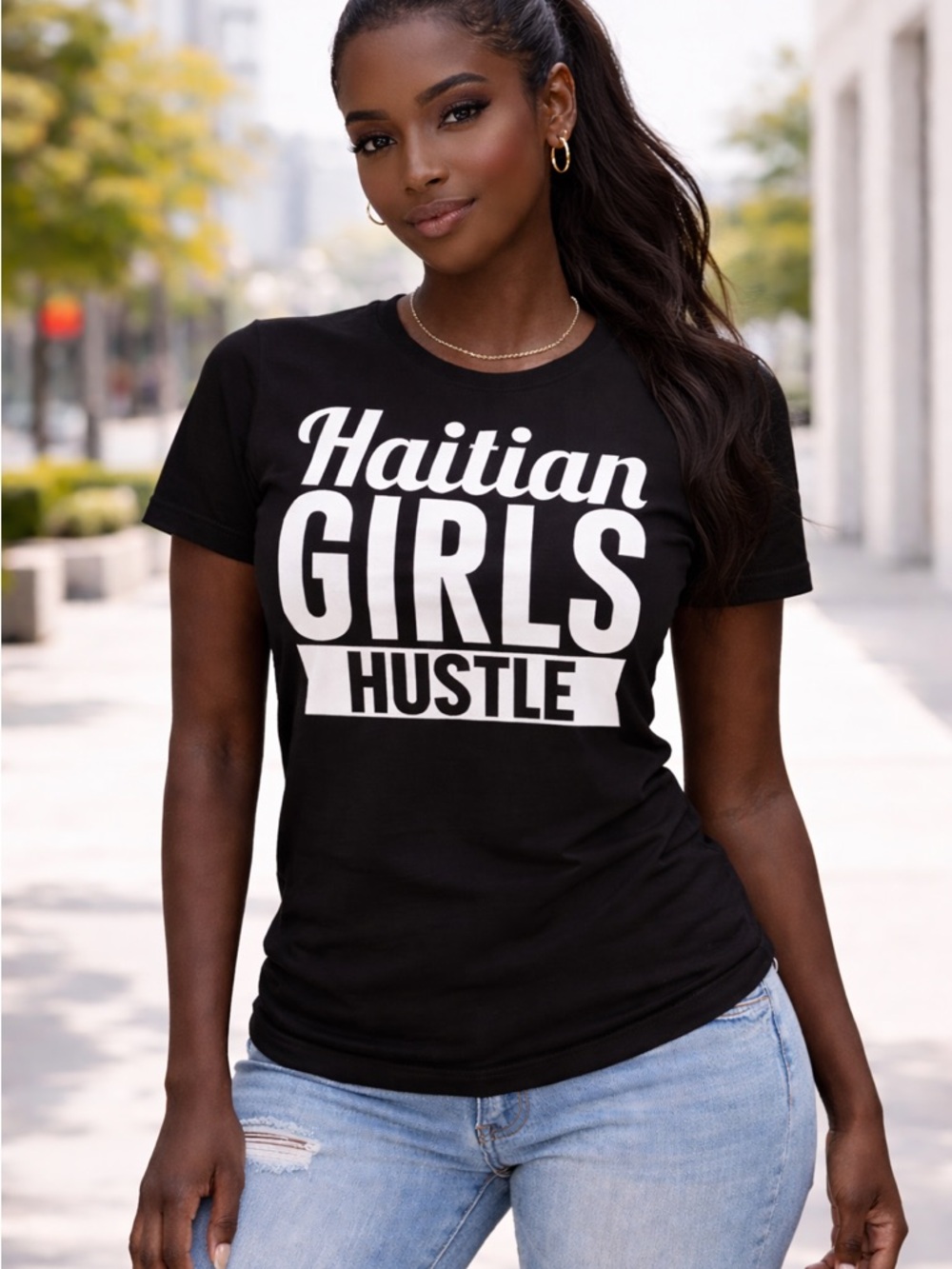 Haitian Girls Graphic Tee - Black Size:S-M-L-XL
